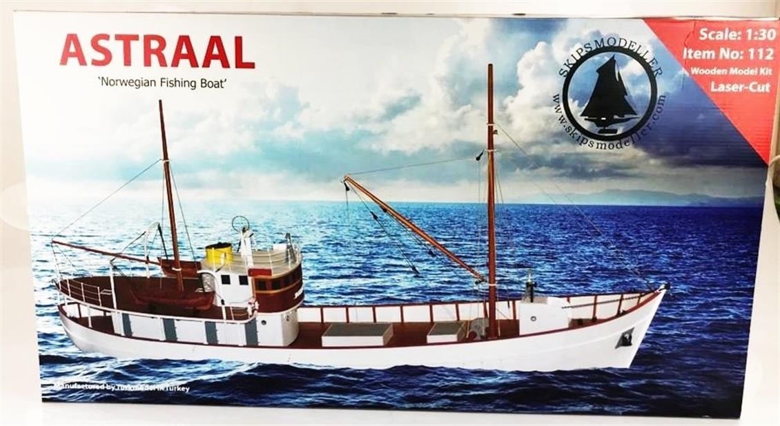 Türk Model 1/30 112 Astraal İskandinav Balıkçı Teknesi, R/C Dönüşebilir, 100 cm. Ahşap Model Kiti