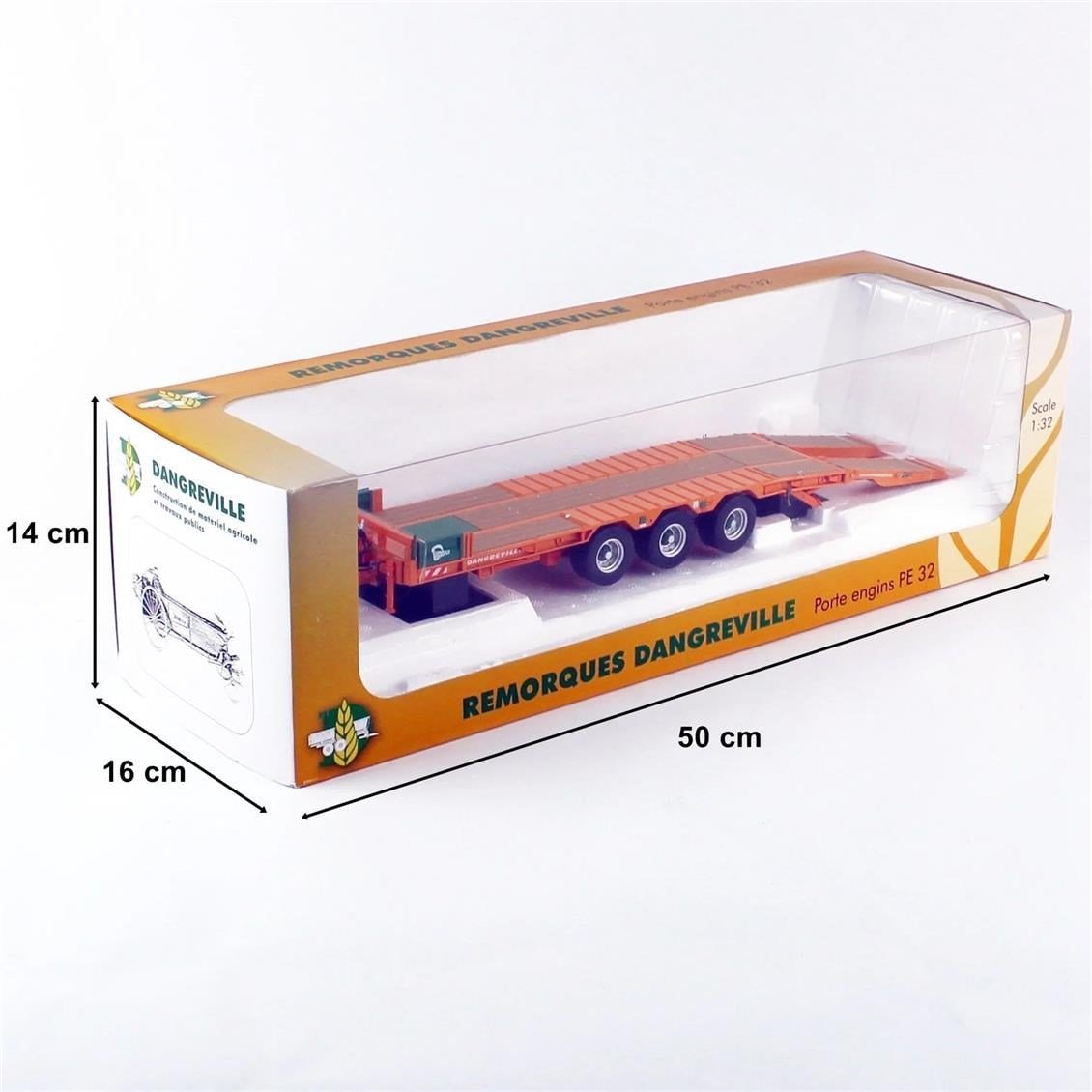 Universal Hobbies UH2842 1/32 Ölçek, Dangreville PE32, 3 Akslı Rampalı Römork, Sergilemeye Hazır Metal Tarımsal Makina Modeli