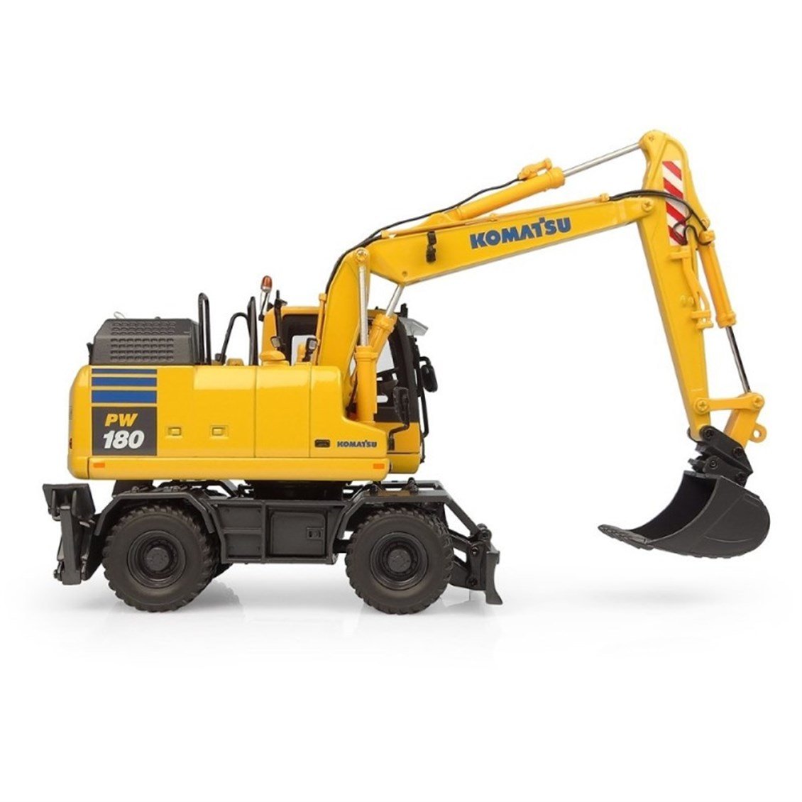 Universal Hobbies UH8163 1/50 Ölçek, Komatsu PW180-11 Lastik Tekerli Ekskavatör, Sergilemeye Hazır Metal İş Makinası Modeli