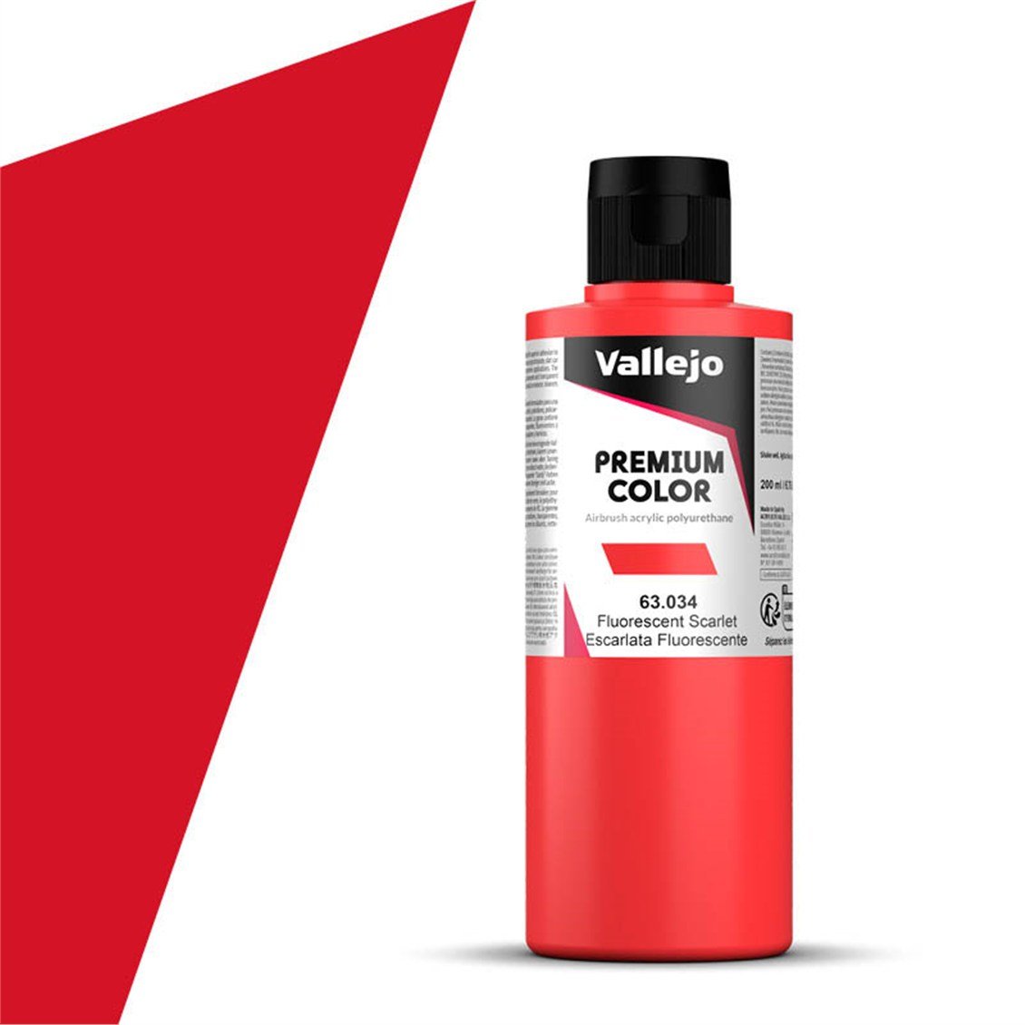 Vallejo 63034 200 ml. Scarlet Fluo, Premium RC Color Serisi Model Boyası