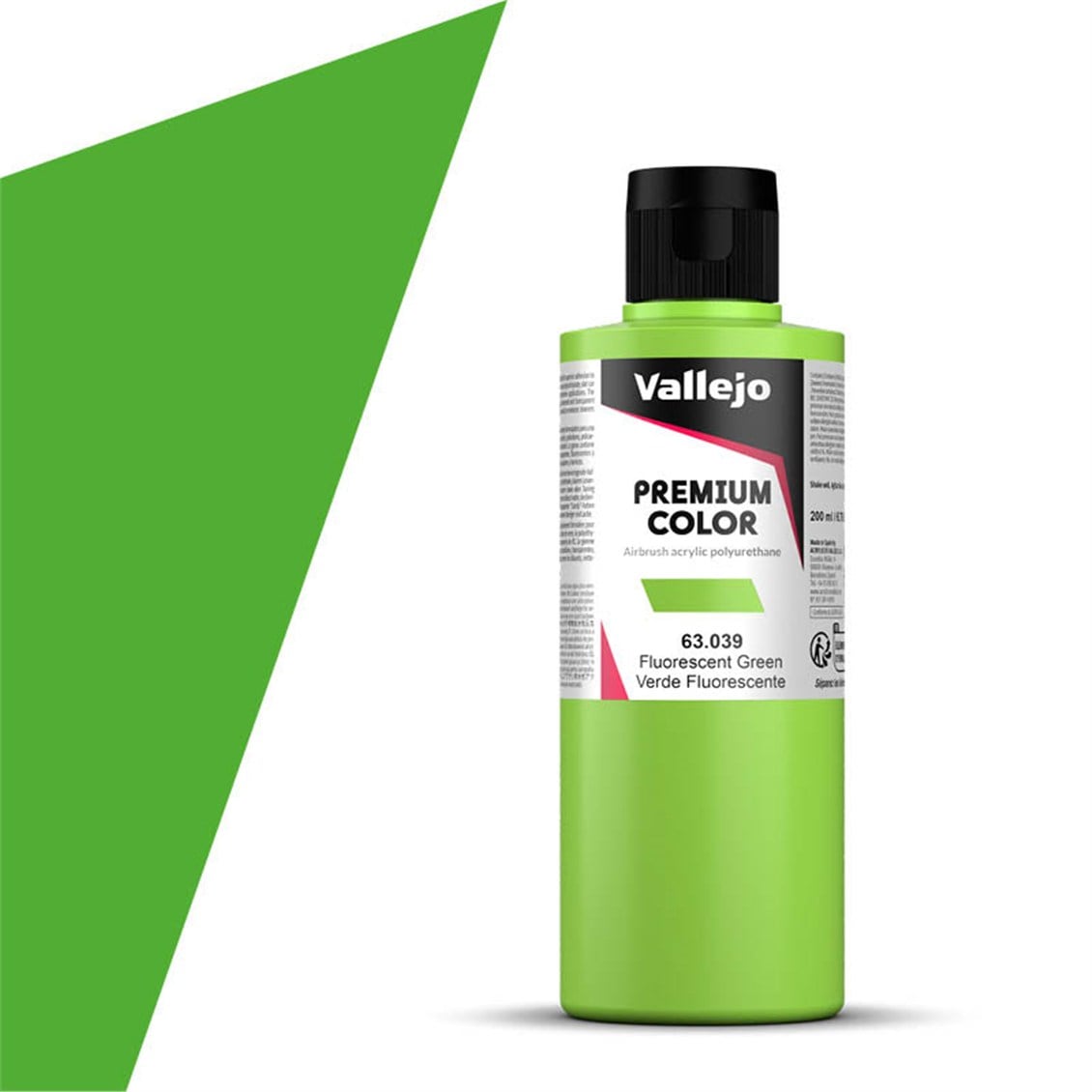 Vallejo 63039 200 ml. Green Fluo, Premium RC Color Serisi Model Boyası