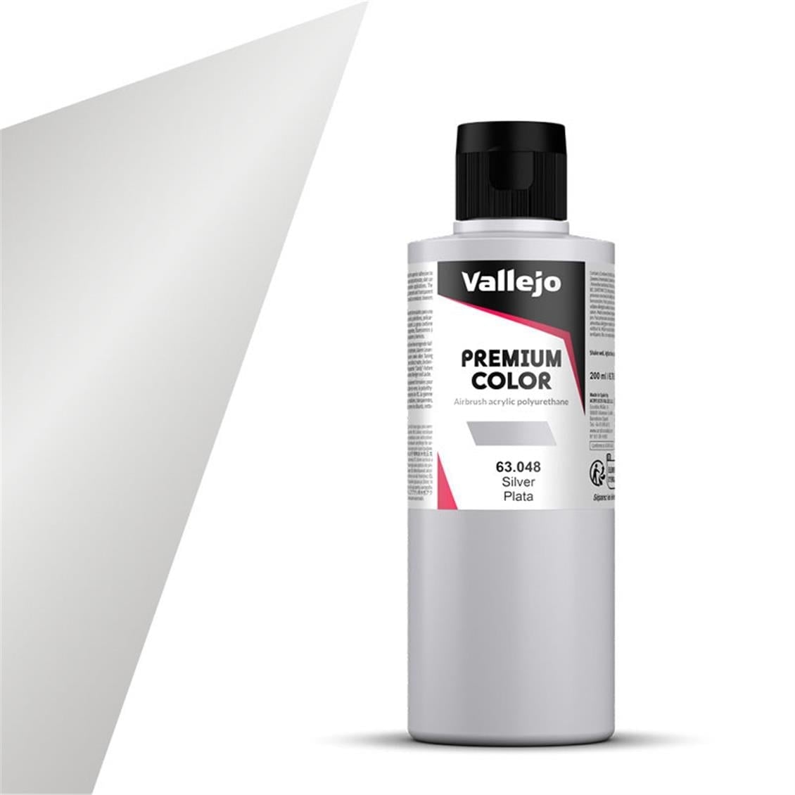 Vallejo 63048 200 ml. Silver, Premium RC Color Serisi Model Boyası