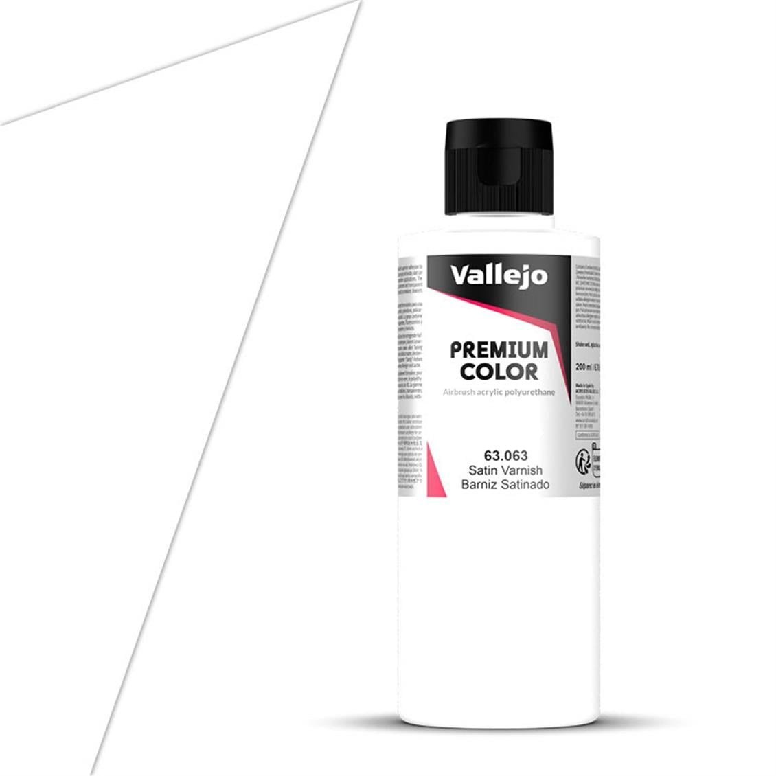 Vallejo 63063 200 ml. Satin Varnish, Premium RC Color Serisi Model Boyası