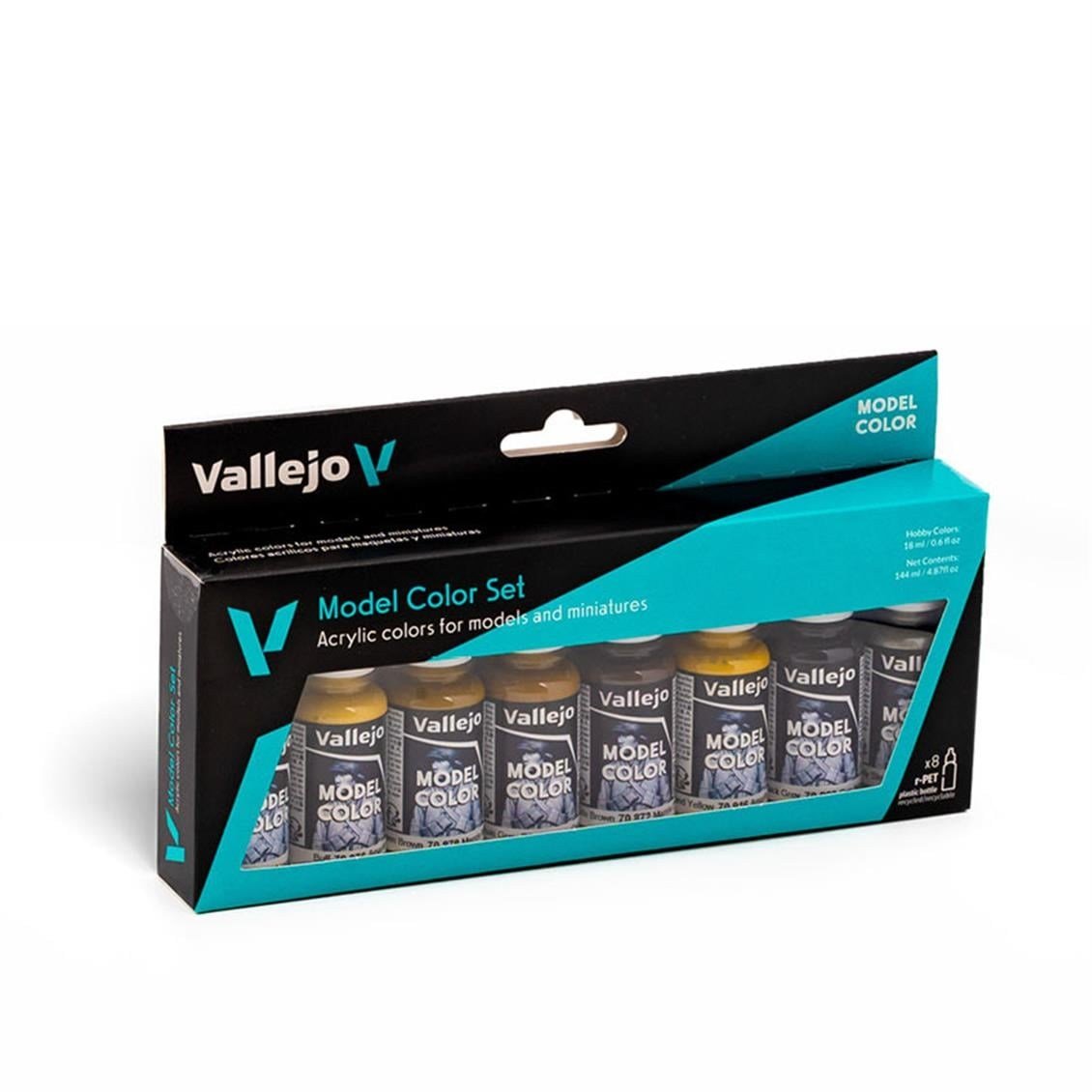 Vallejo 70108 8x18 ml. Panzer Colors, Model Color Serisi Model Boyası Seti