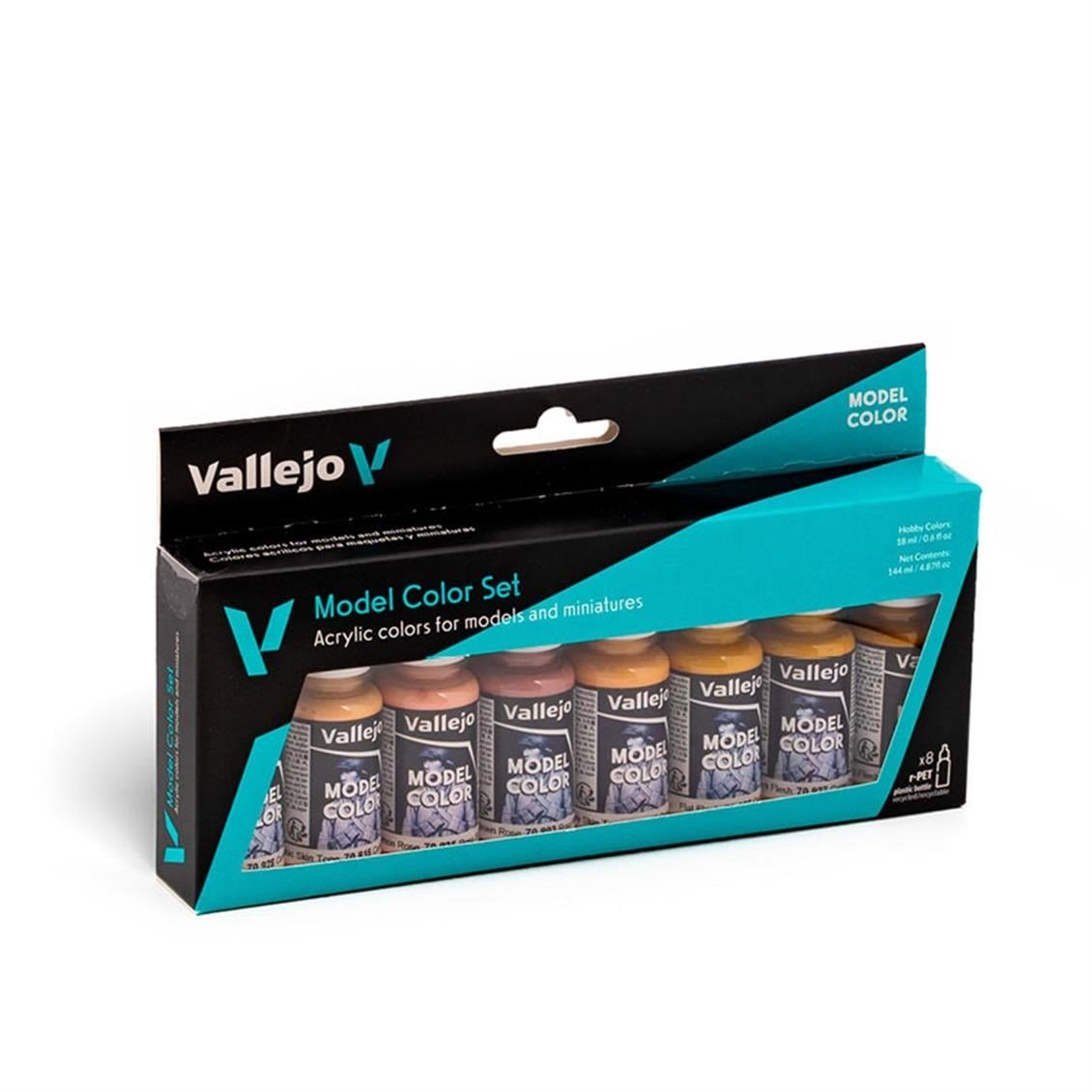 Vallejo 70124 8x18 ml.Face & Skin Tones, Model Color Serisi Model Boyası Seti