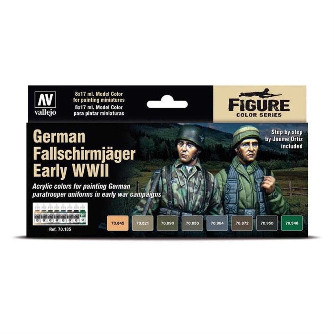Vallejo 70185 8x18 ml. German Fallschirmjäger Early WWII, by Jaume Ortiz, Model Color Serisi Model Boyası Seti