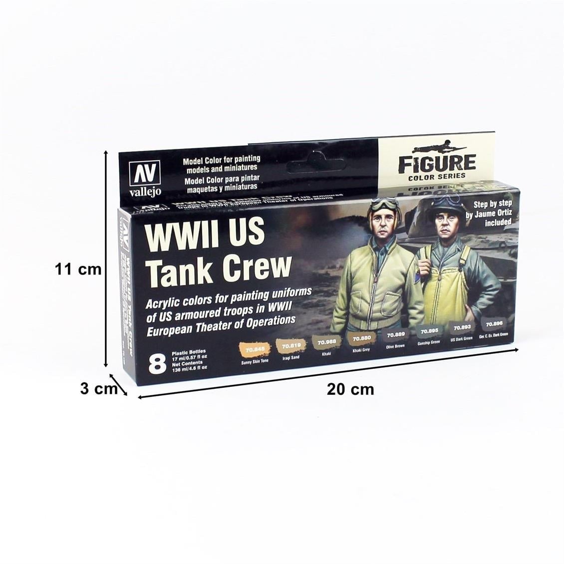 Vallejo 70186 8x18 ml. WWII US Tank Crew, by Jaume Ortiz, Model Color Serisi Model Boyası Seti