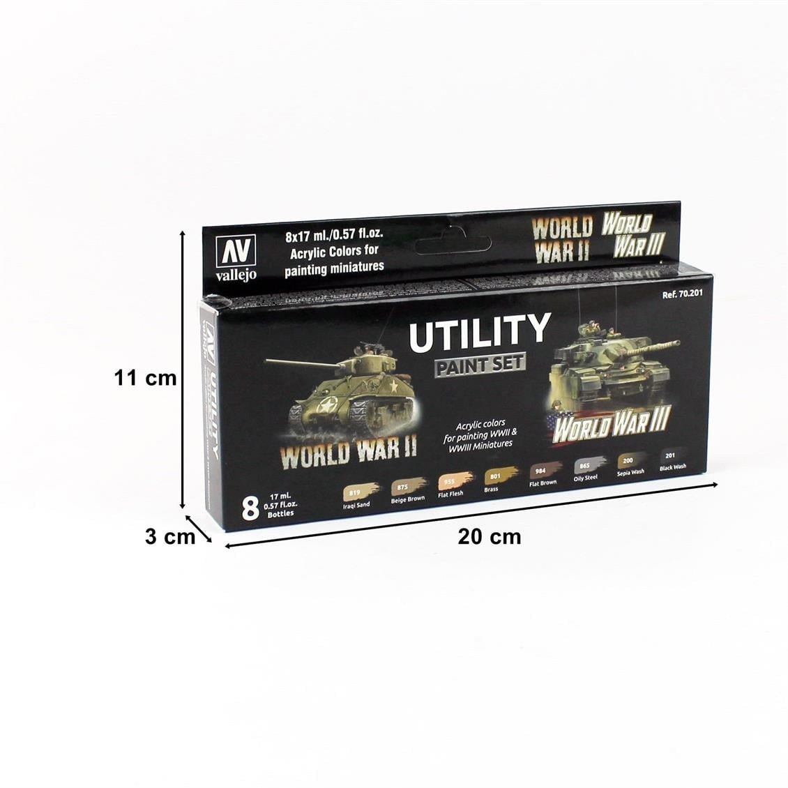 Vallejo 70201 8x18 ml. Utility Paint Set, Model Color Serisi Model Boyası Seti