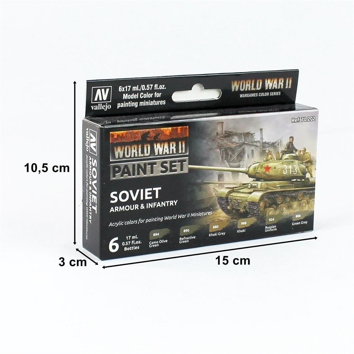 Vallejo 70202 6x18 ml. Soviet Armour & Infantry , Model Color Serisi Model Boyası Seti