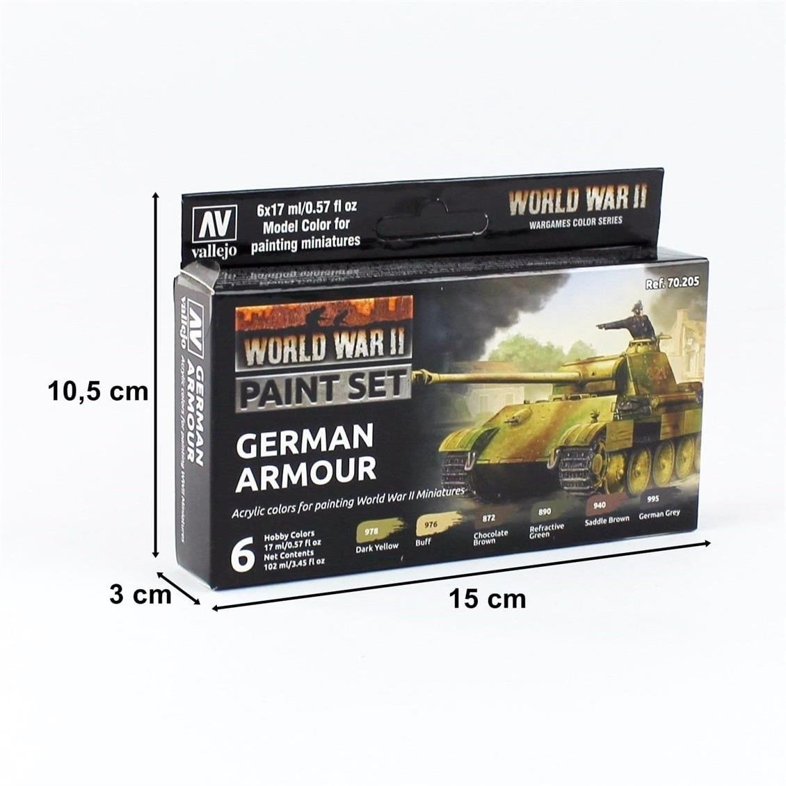 Vallejo 70205 6x18 ml. German Armour, Model Color Serisi Model Boyası Seti