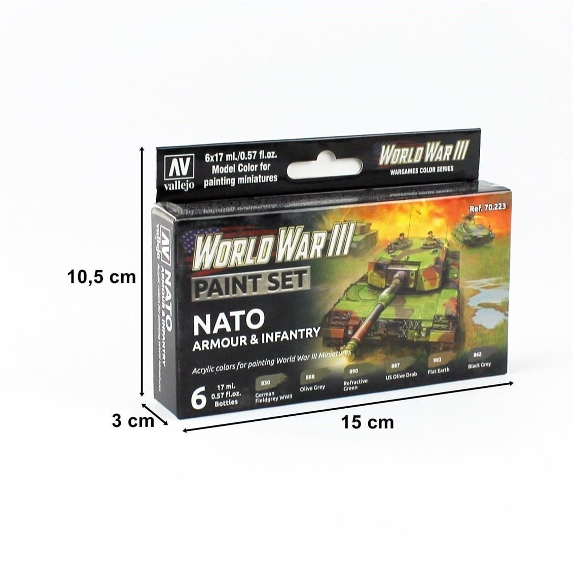 Vallejo 70223 6x18 ml. NATO Armour & Infantry, Model Color Serisi Model Boyası Seti
