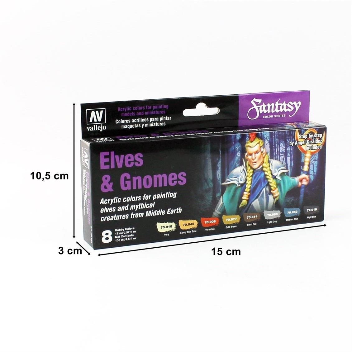 Vallejo 70242 8x18 ml. Elves & Gnomes, by Angel Giraldez, Model Color Serisi Model Boyası Seti