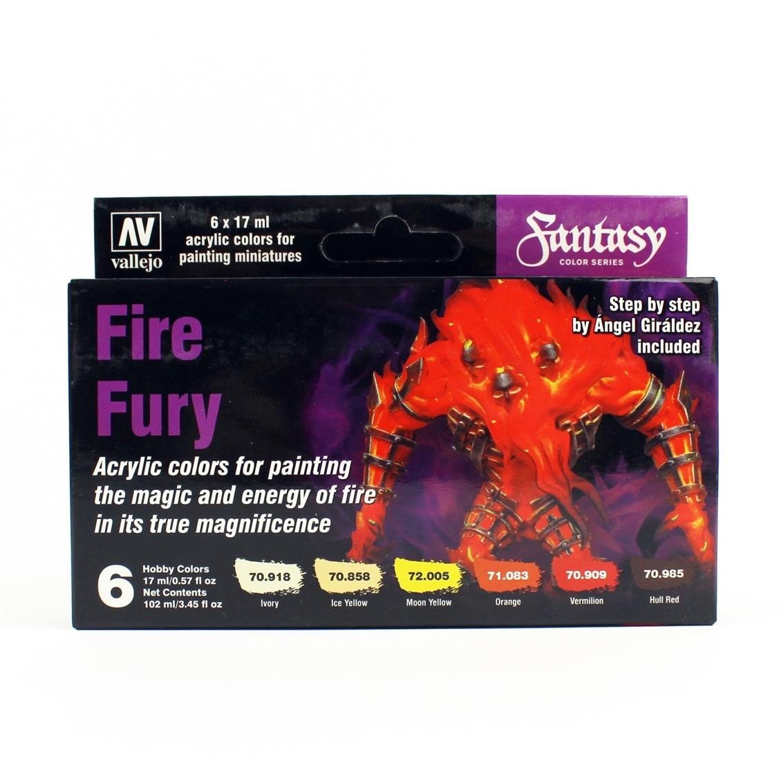 Vallejo 70243 6x18 ml. Fire Fury by Angel Giraldez, Model Color Serisi Model Boyası Seti
