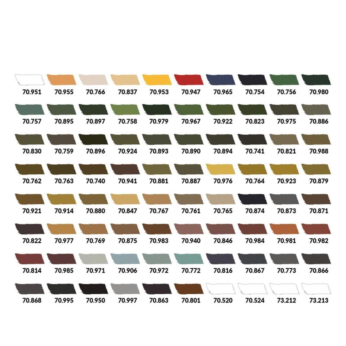 Vallejo 70253 80x18 ml. Askeri Üniformalar ve Kamuflaj Renkleri, Taşıma Çantası ile Model Color Serisi Model Boyası Seti