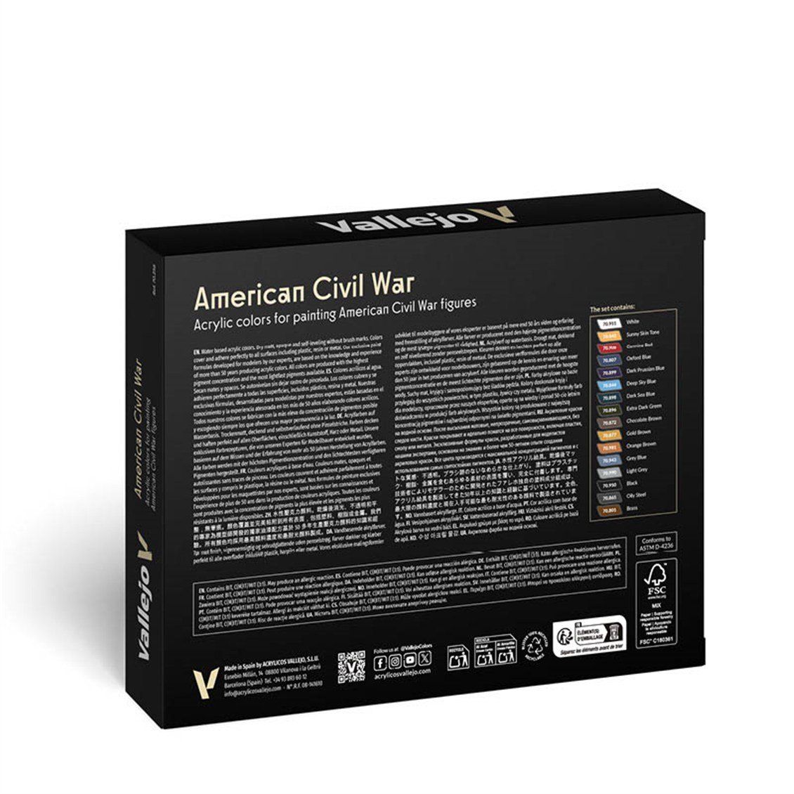 Vallejo 70256 16x18 ml. American Civil War, Model Color Serisi Model Boyası Seti