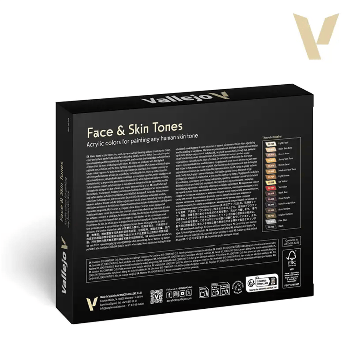Vallejo 70258 16x18 ml. Face & Skin Tones, Model Color Serisi Model Boyası Seti