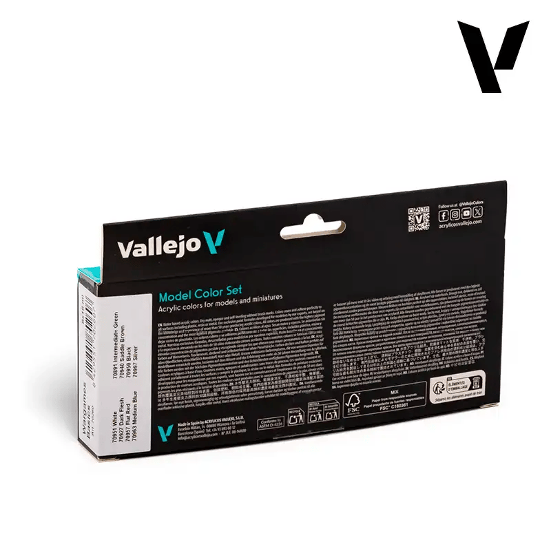 Vallejo 70260 8x18 ml. Wargames Basics, Model Color Serisi Model Boyası Seti