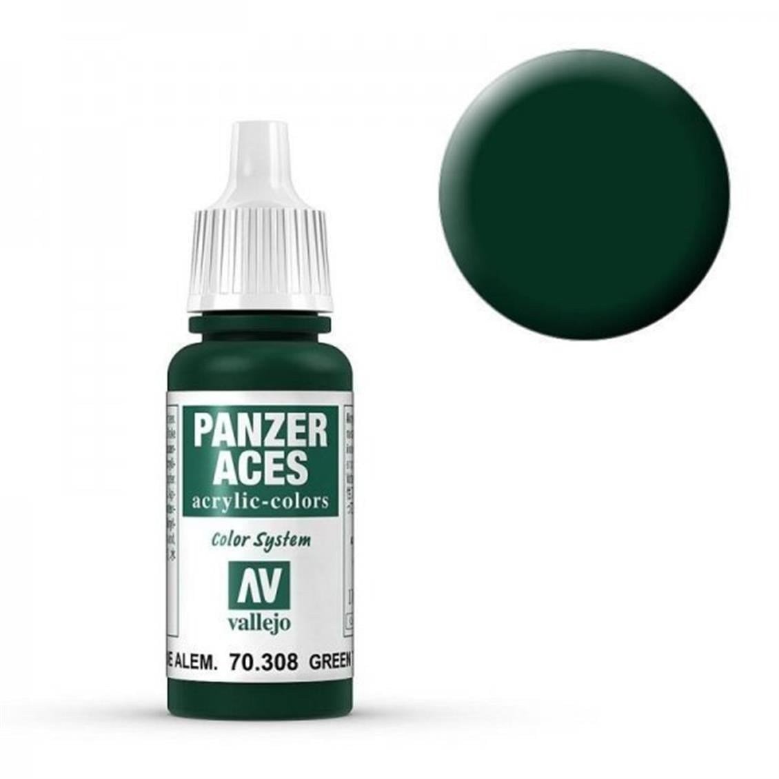 Vallejo 70308 18 ml. Green Tail Light, Panzer Aces Serisi Model Boyası