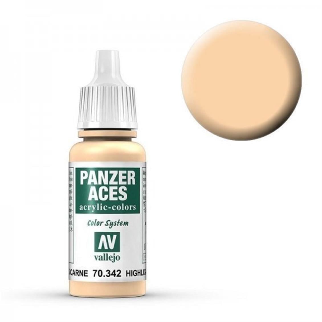 Vallejo 70342 18 ml. Flesh Highlights, Panzer Aces Serisi Model Boyası