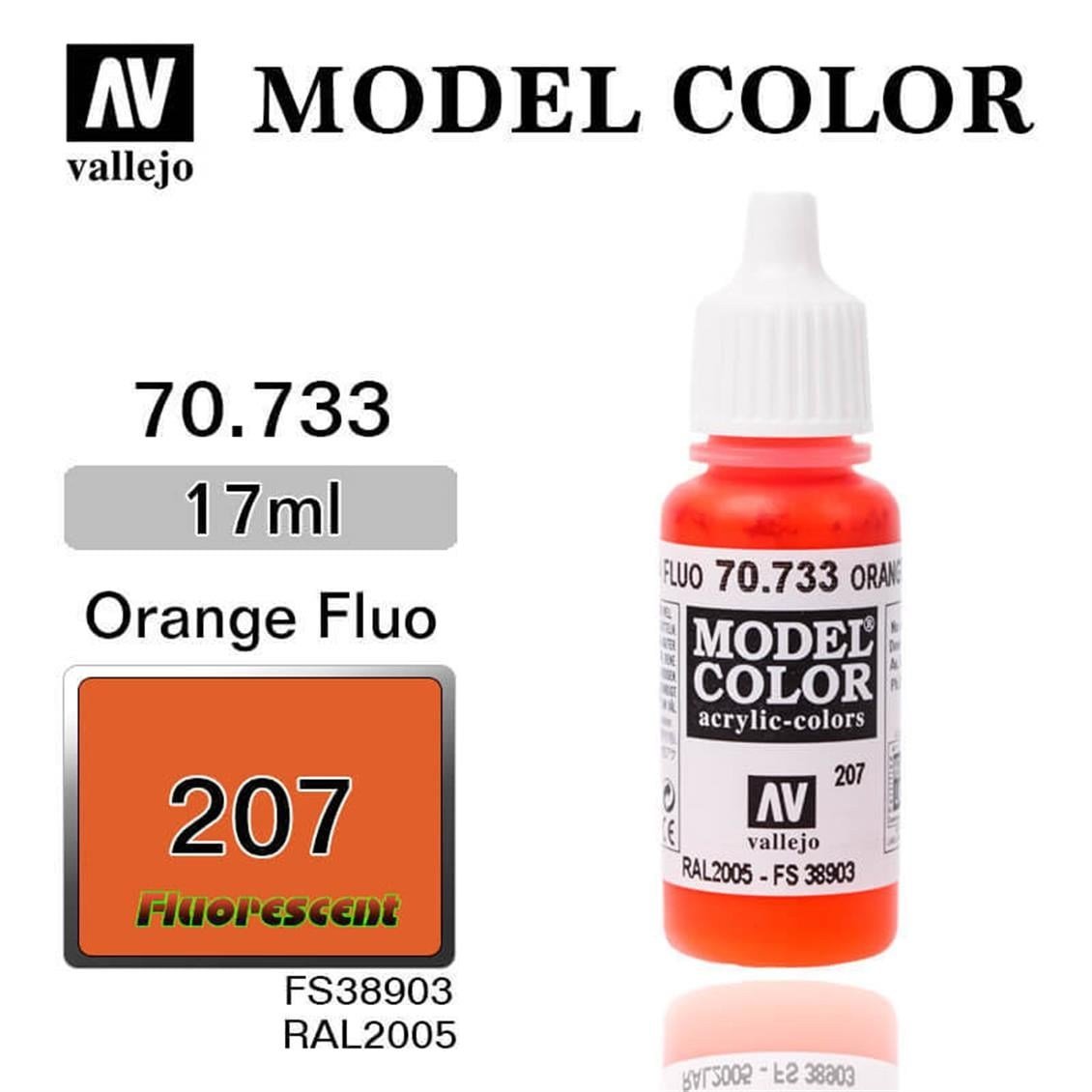 Vallejo 70733 18 ml. (207) Orange Fluorescent, Model Color Serisi Model Boyası