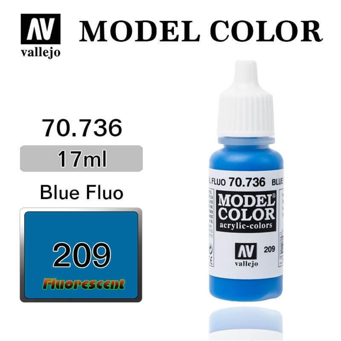 Vallejo 70736 18 ml. (209) Blue Fluorescent, Model Color Serisi Model Boyası
