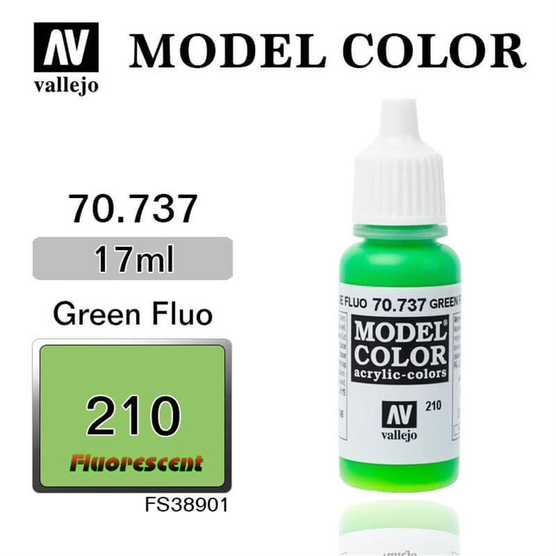 Vallejo 70737 18 ml. (210) Green Fluorescent, Model Color Serisi Model Boyası