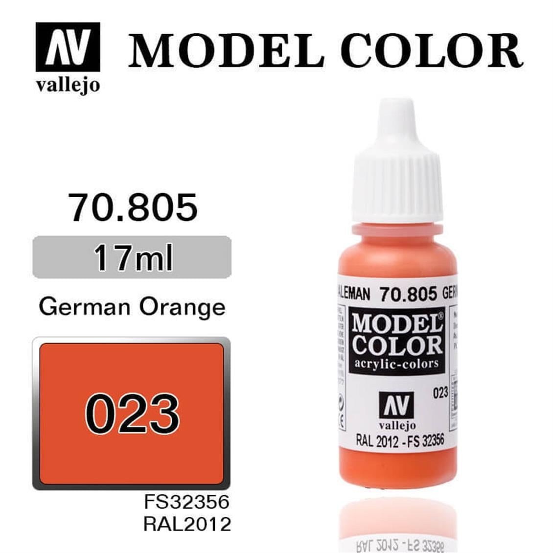 Vallejo 70805 18 ml. (23) German Orange-Matt, Model Color Serisi Model Boyası