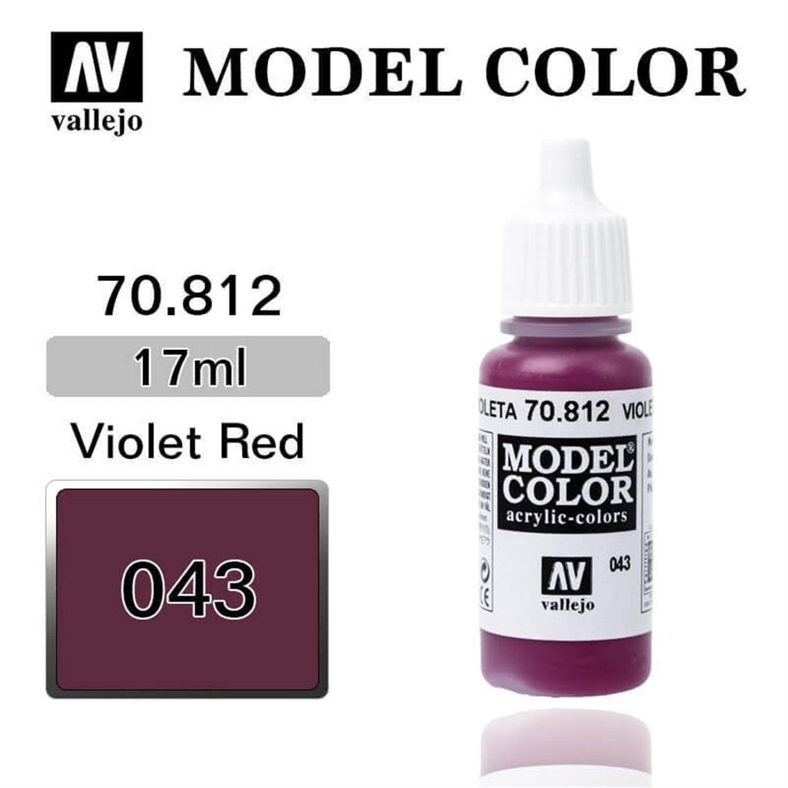 Vallejo 70812 18 ml. (43) Violet Red-Matt, Model Color Serisi Model Boyası
