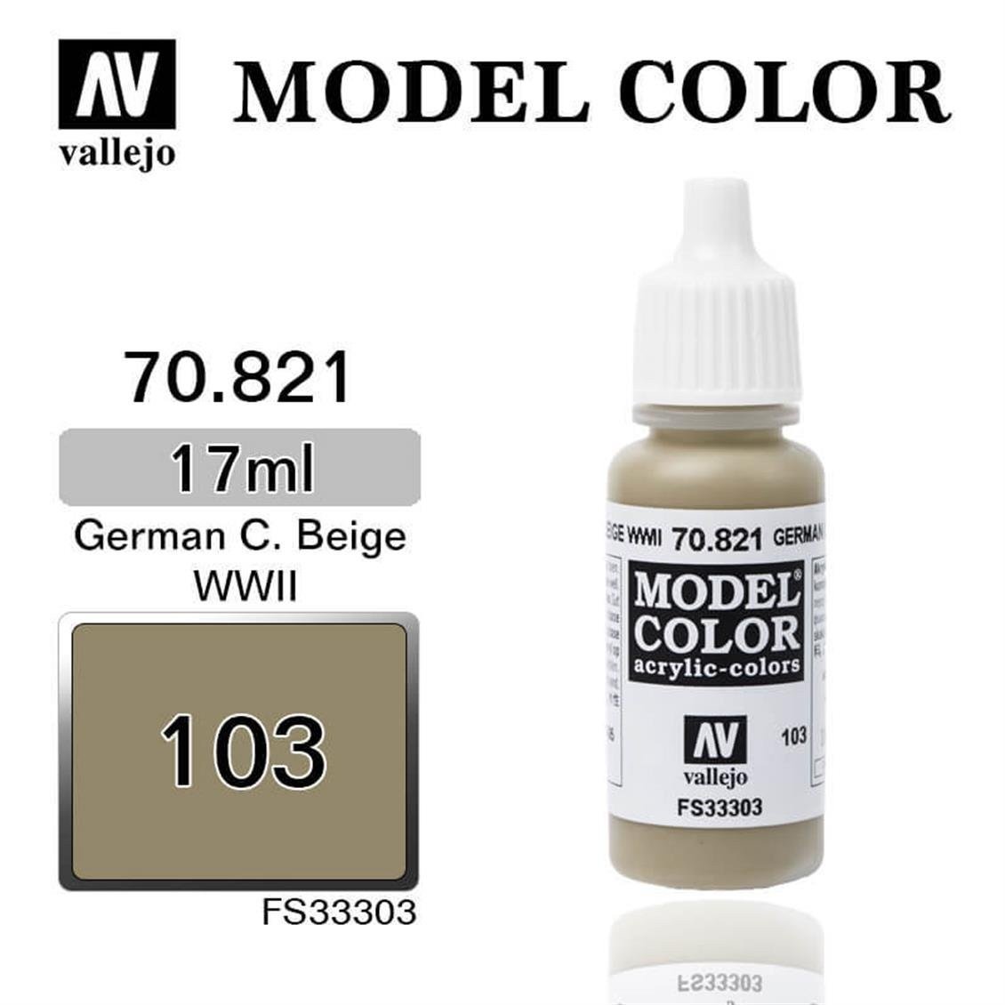 Vallejo 70821 18 ml. (103) German Cam.Beige WWII-Matt, Model Color Serisi Model Boyası