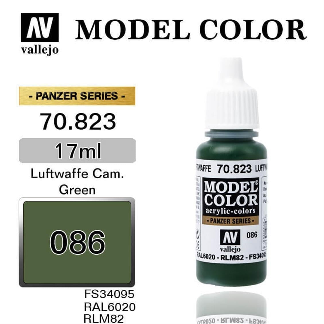 Vallejo 70823 18 ml. (86) Luftwaffe Cam.Green-Matt, Model Color Serisi Model Boyası