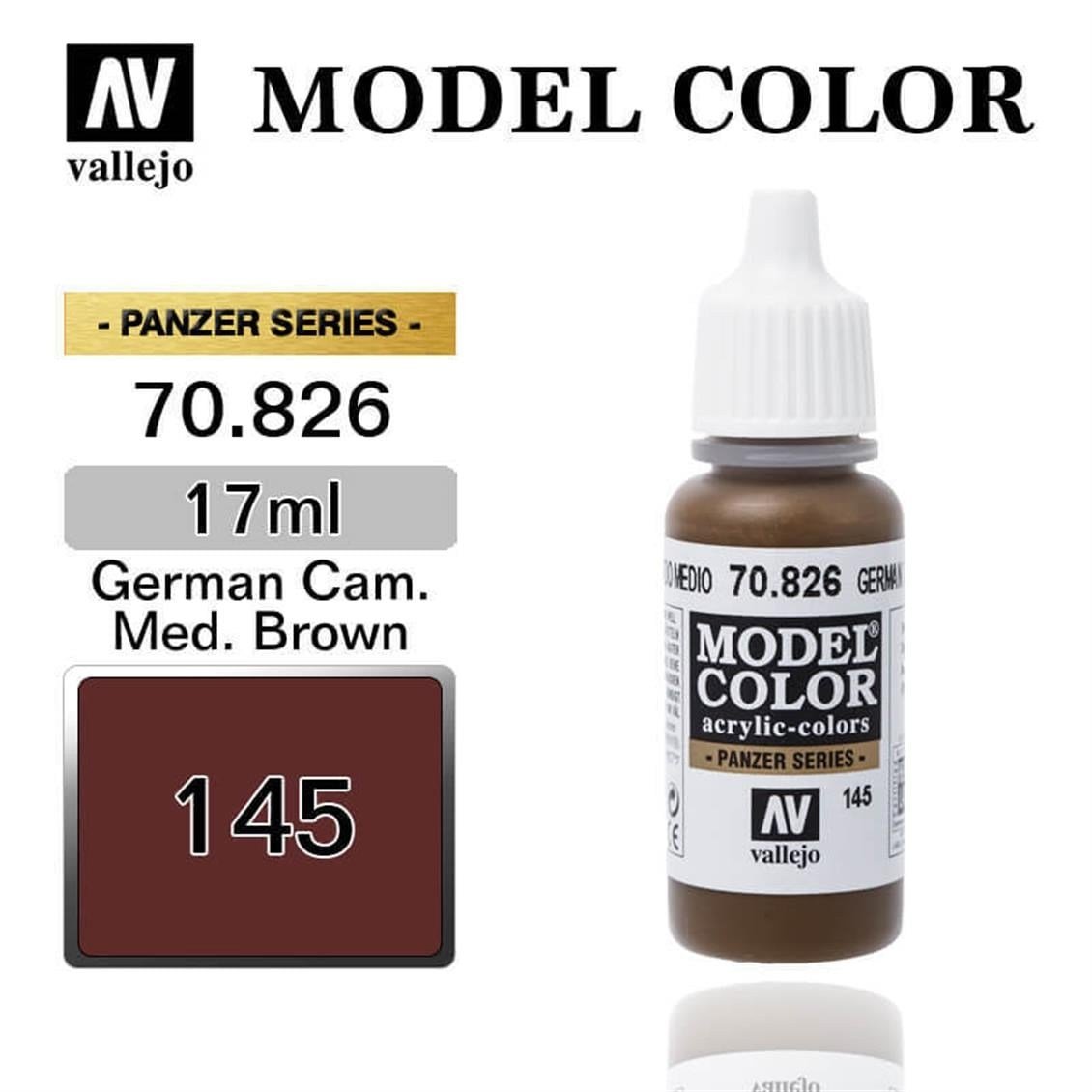 Vallejo 70826 18 ml. (145) German Cam. Med.Brown-Matt, Model Color Serisi Model Boyası