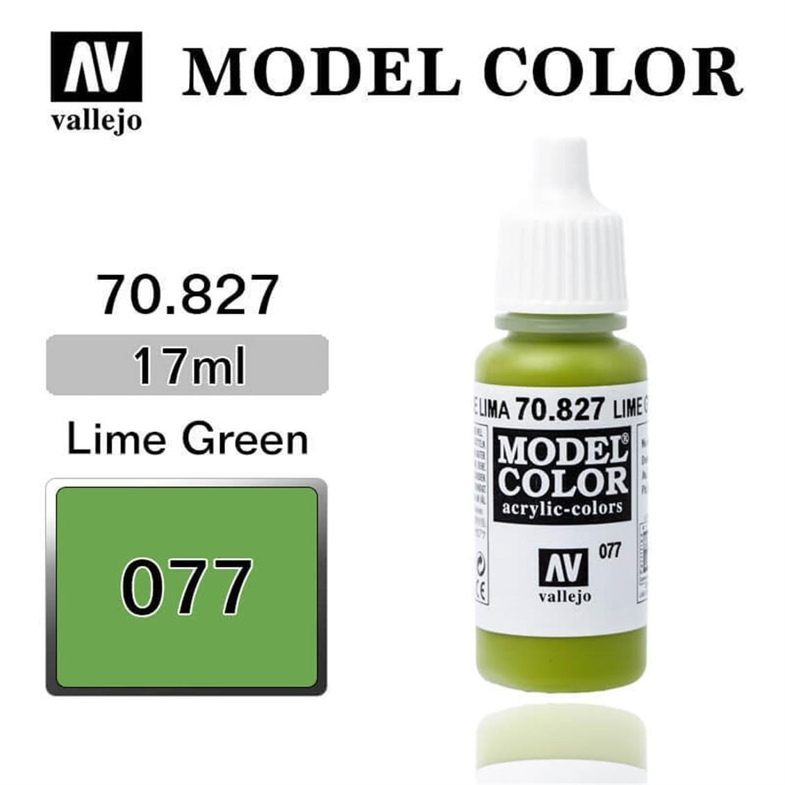 Vallejo 70827 18 ml. (77) Lime Green-Matt, Model Color Serisi Model Boyası