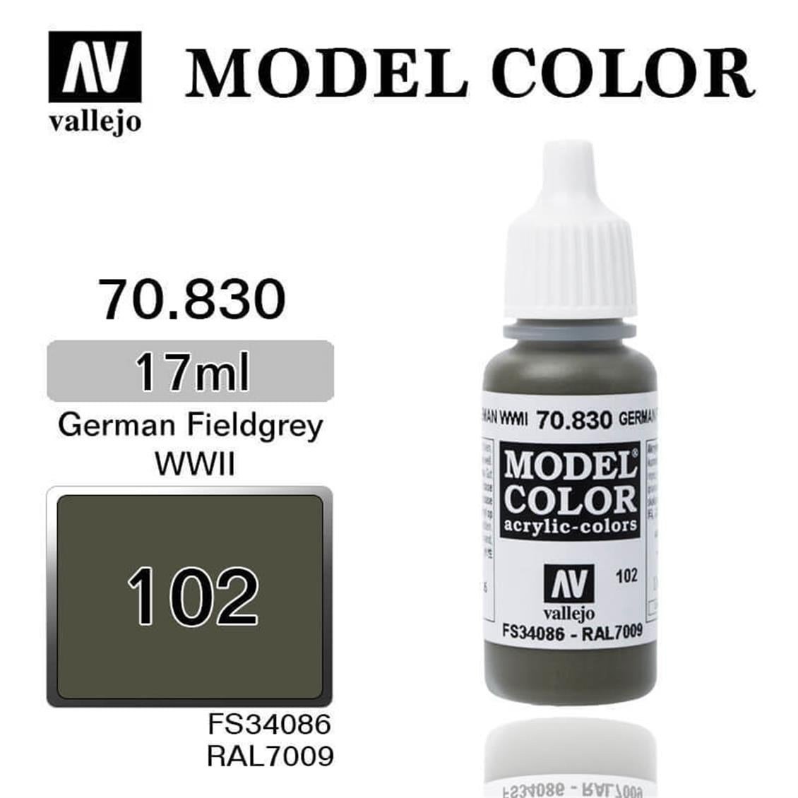 Vallejo 70830 18 ml. (102) German Fieldgrey WWII-Matt, Model Color Serisi Model Boyası