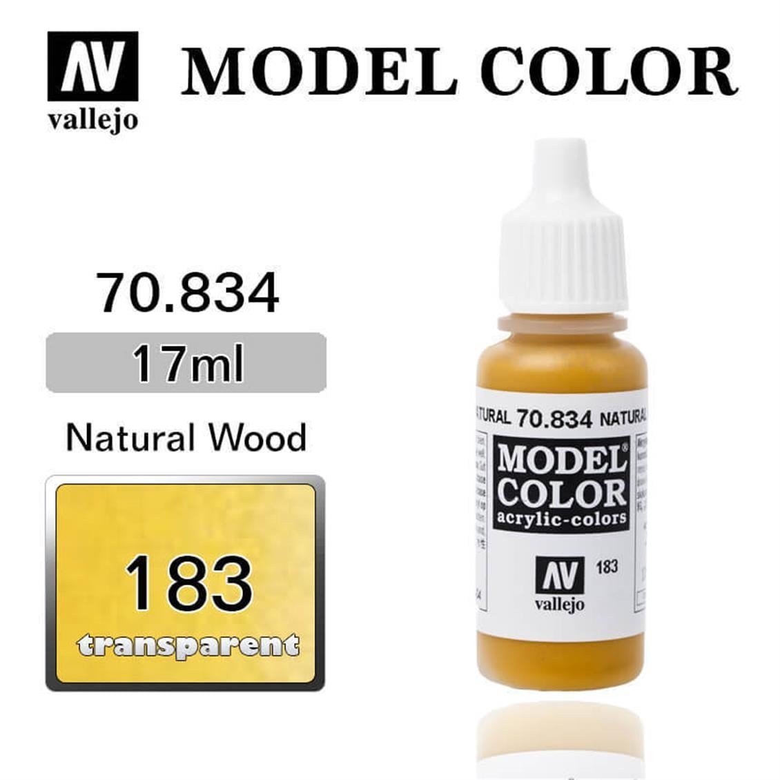 Vallejo 70834 18 ml. (183) Natural Wood-Transparent, Model Color Serisi Model Boyası