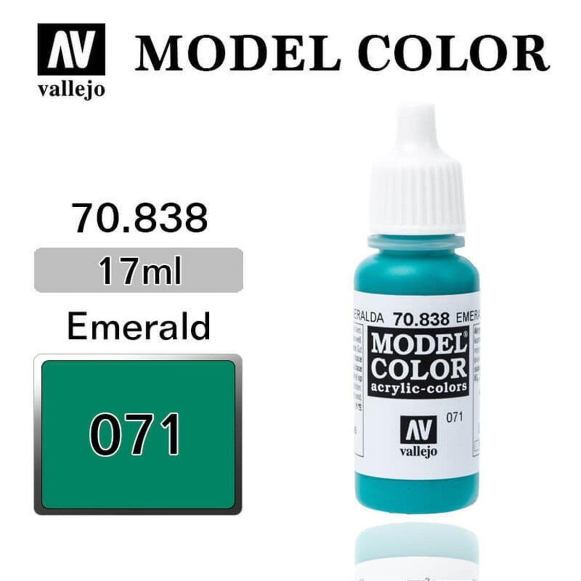 Vallejo 70838 18 ml. (71) Emerald-Matt, Model Color Serisi Model Boyası