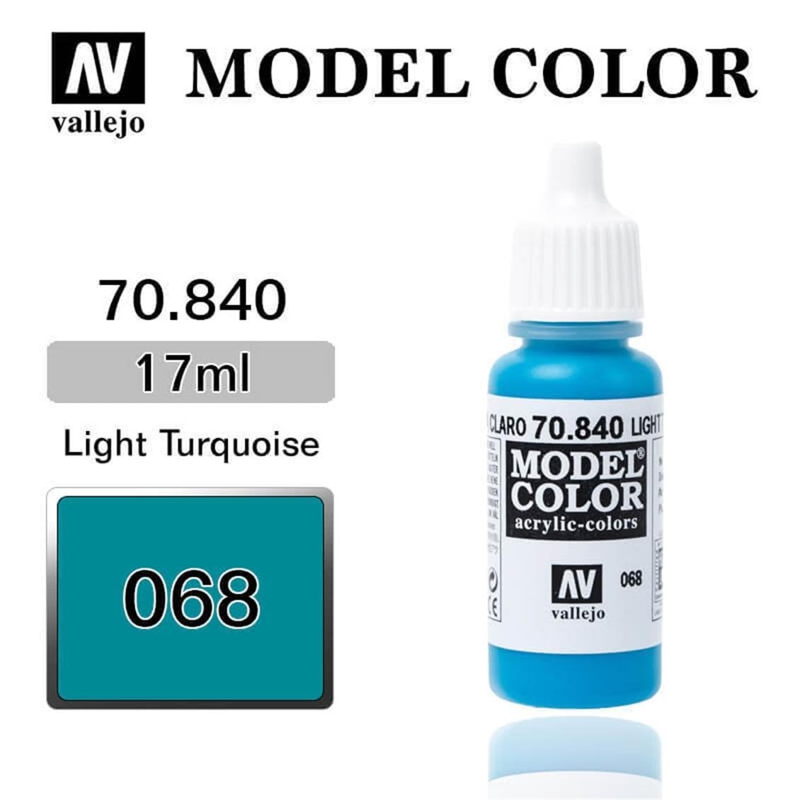 Vallejo 70840 18 ml. (68) Light Turquoise-Matt, Model Color Serisi Model Boyası