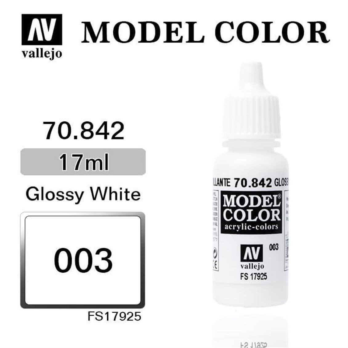 Vallejo 70842 18 ml. (3) Gloss White-Matt, Model Color Serisi Model Boyası