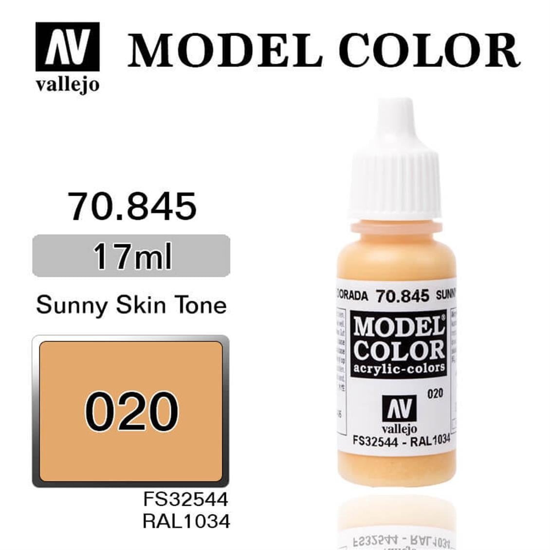 Vallejo 70845 18 ml. (20) Sunny Skin Tone-Matt, Model Color Serisi Model Boyası