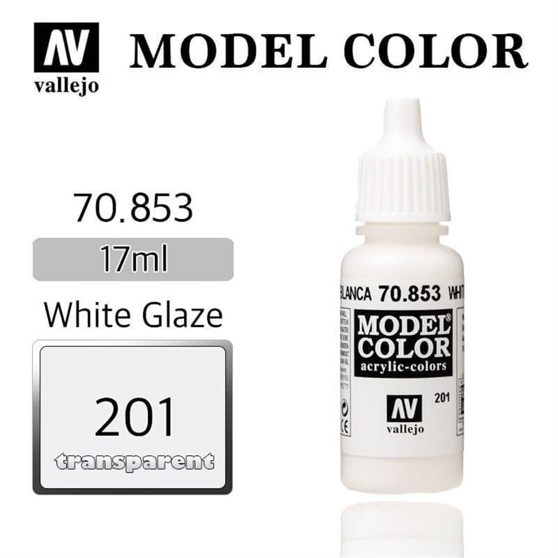 Vallejo 70853 18 ml. (201) White Glaze-Glaze, Model Color Serisi Model Boyası