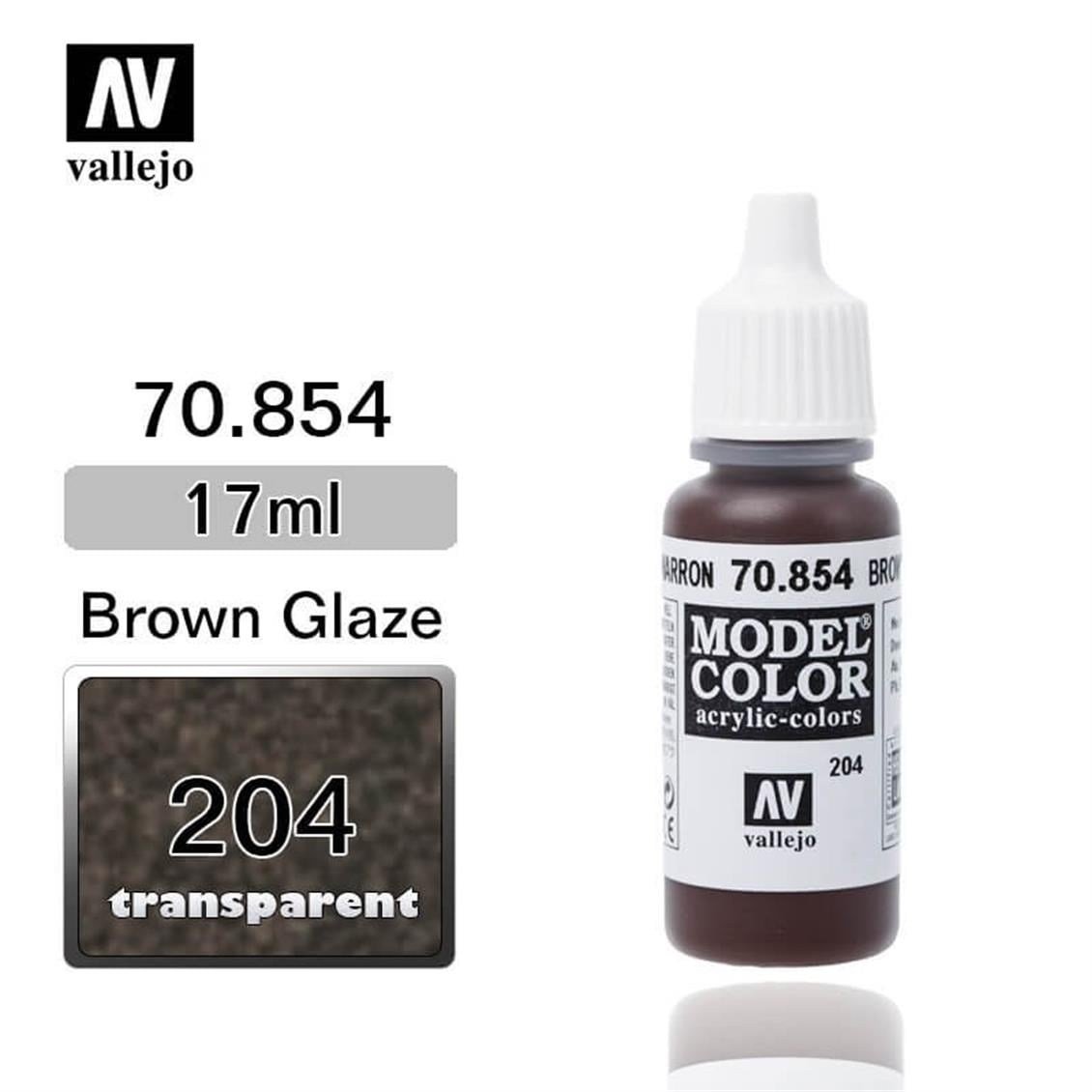 Vallejo 70854 18 ml. (204) Brown Glaze-Glaze, Model Color Serisi Model Boyası
