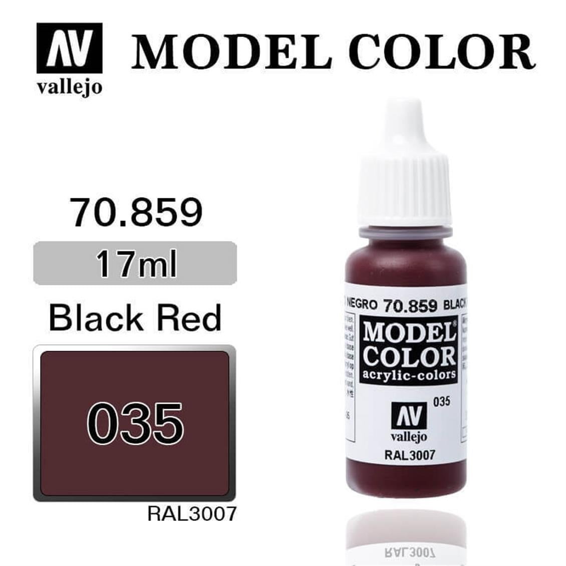 Vallejo 70859 18 ml. (35) Black Red-Matt, Model Color Serisi Model Boyası