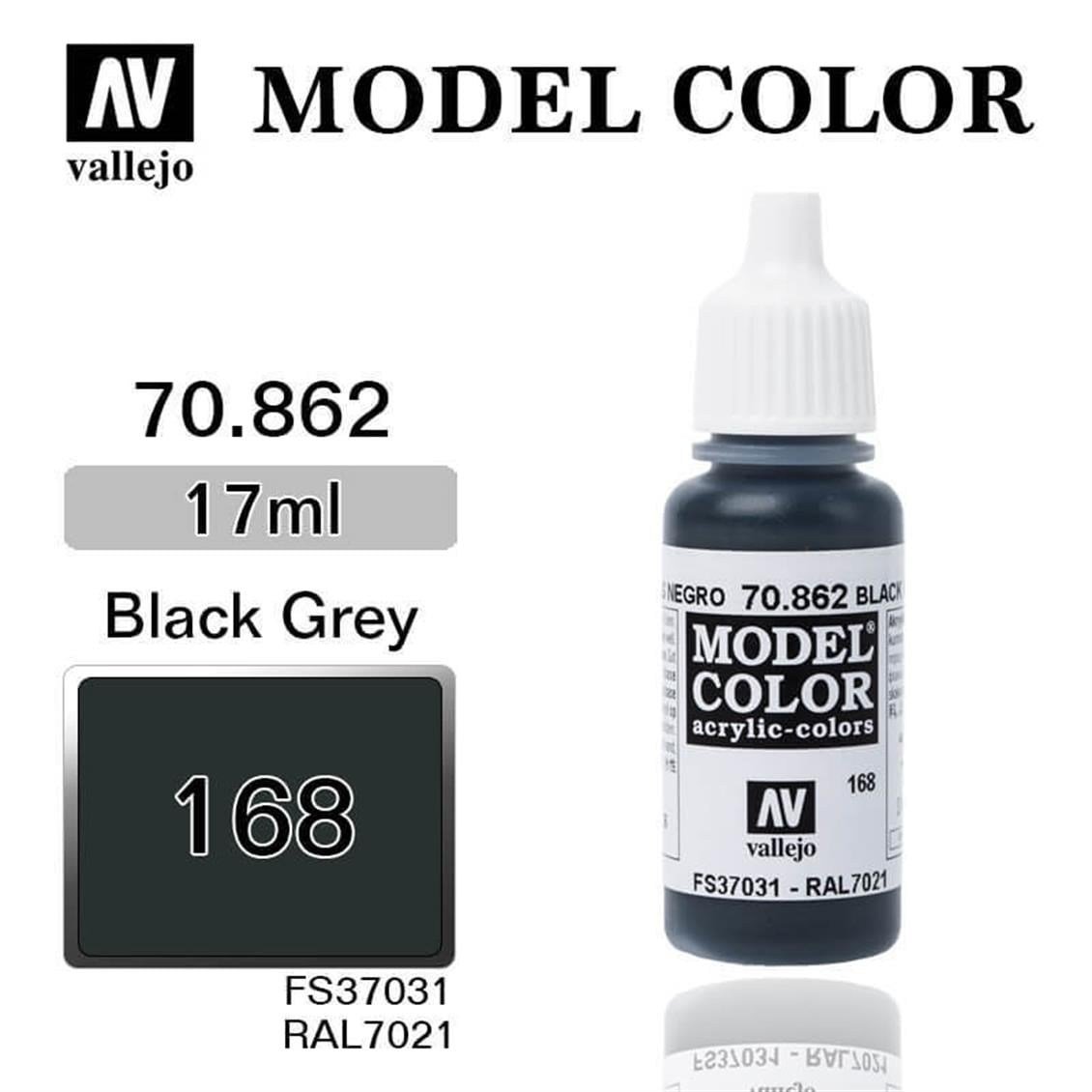 Vallejo 70862 18 ml. (168) Black Grey-Matt, Model Color Serisi Model Boyası