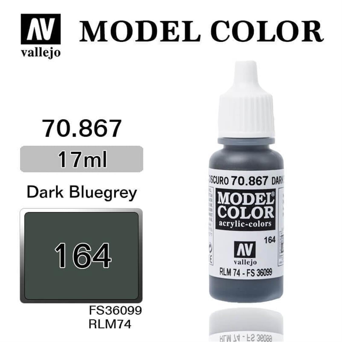 Vallejo 70867 18 ml. (164) Dark Bluegrey-Matt, Model Color Serisi Model Boyası