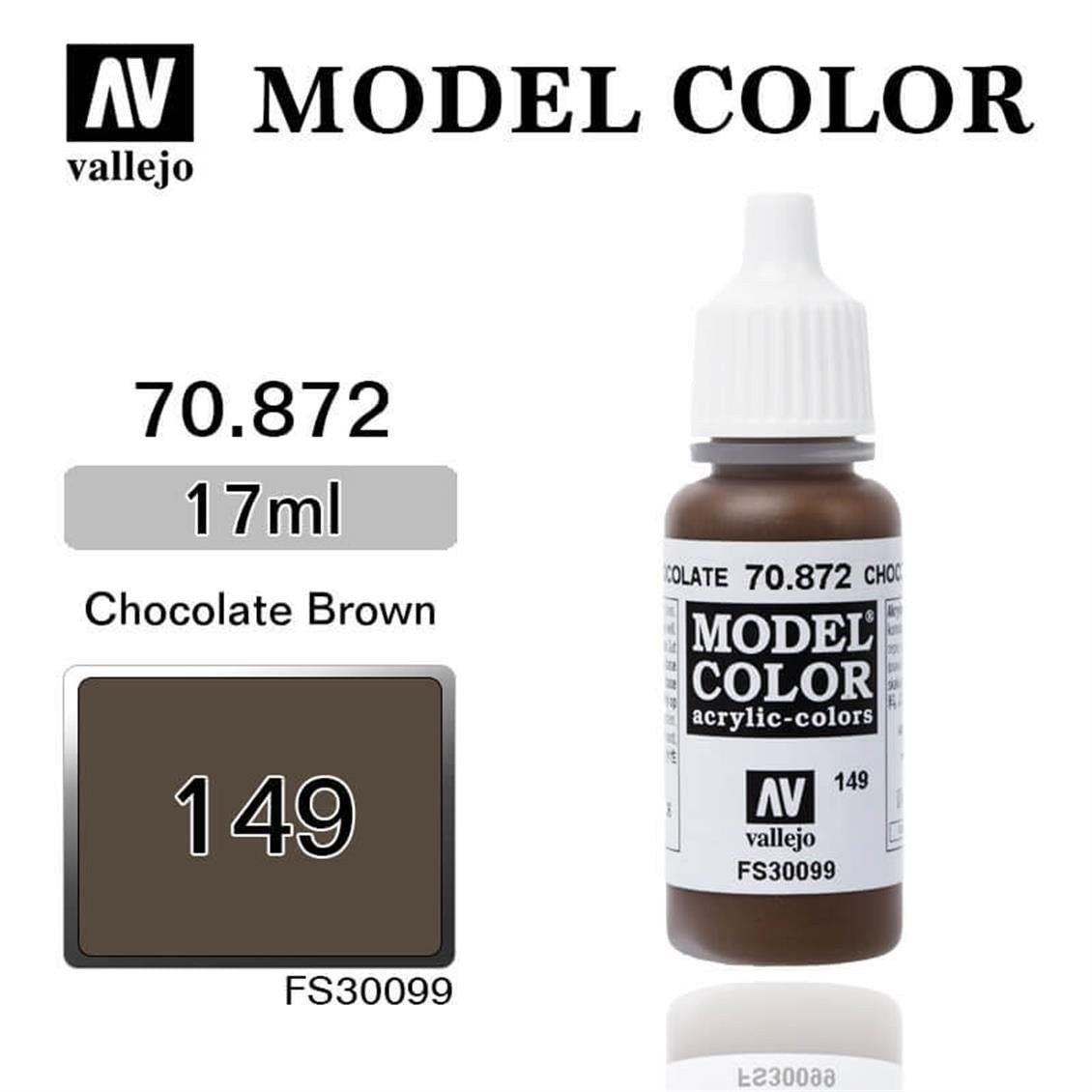 Vallejo 70872 18 ml. (149) Chocolate Brown-Matt, Model Color Serisi Model Boyası