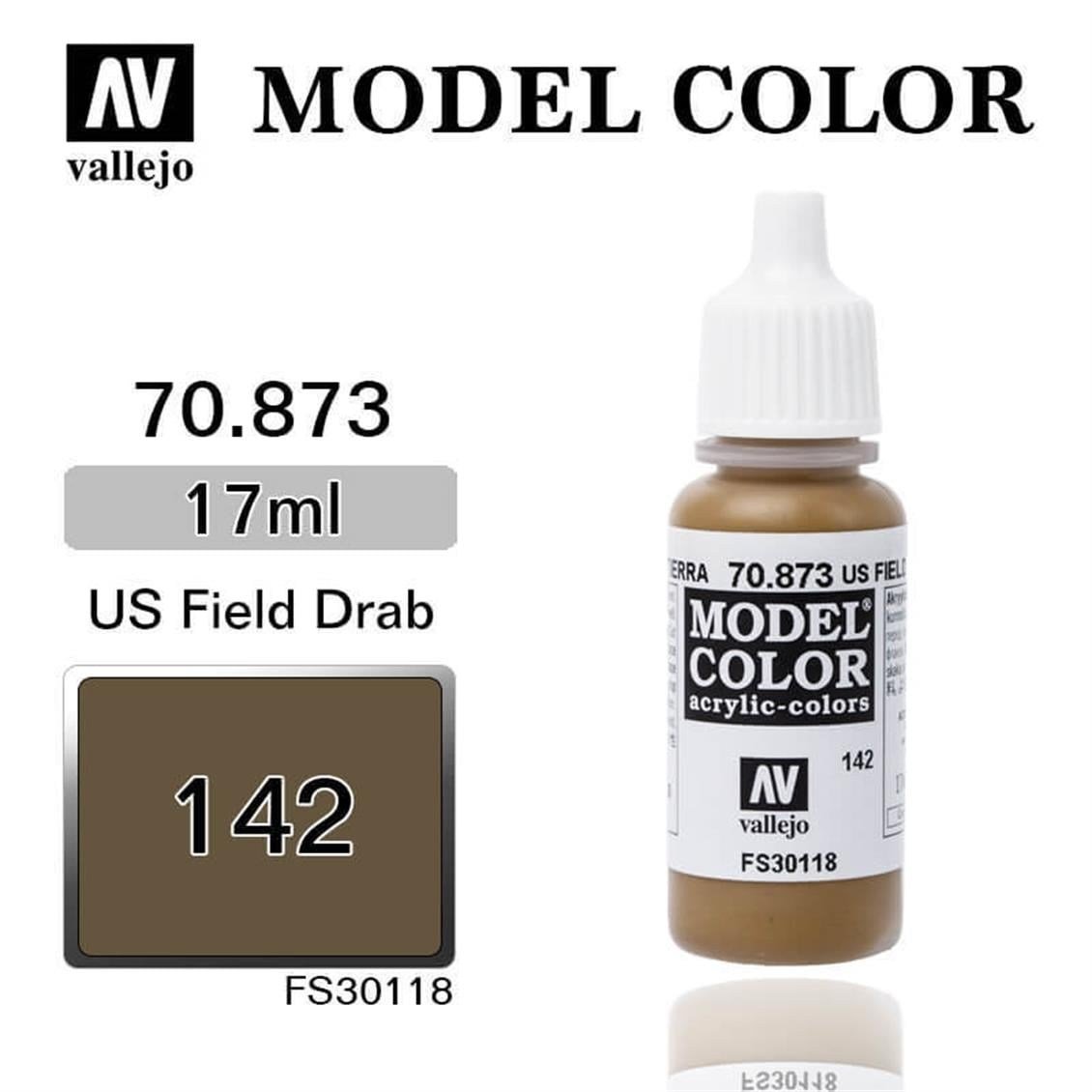 Vallejo 70873 18 ml. (142) Us Field Drab-Matt, Model Color Serisi Model Boyası