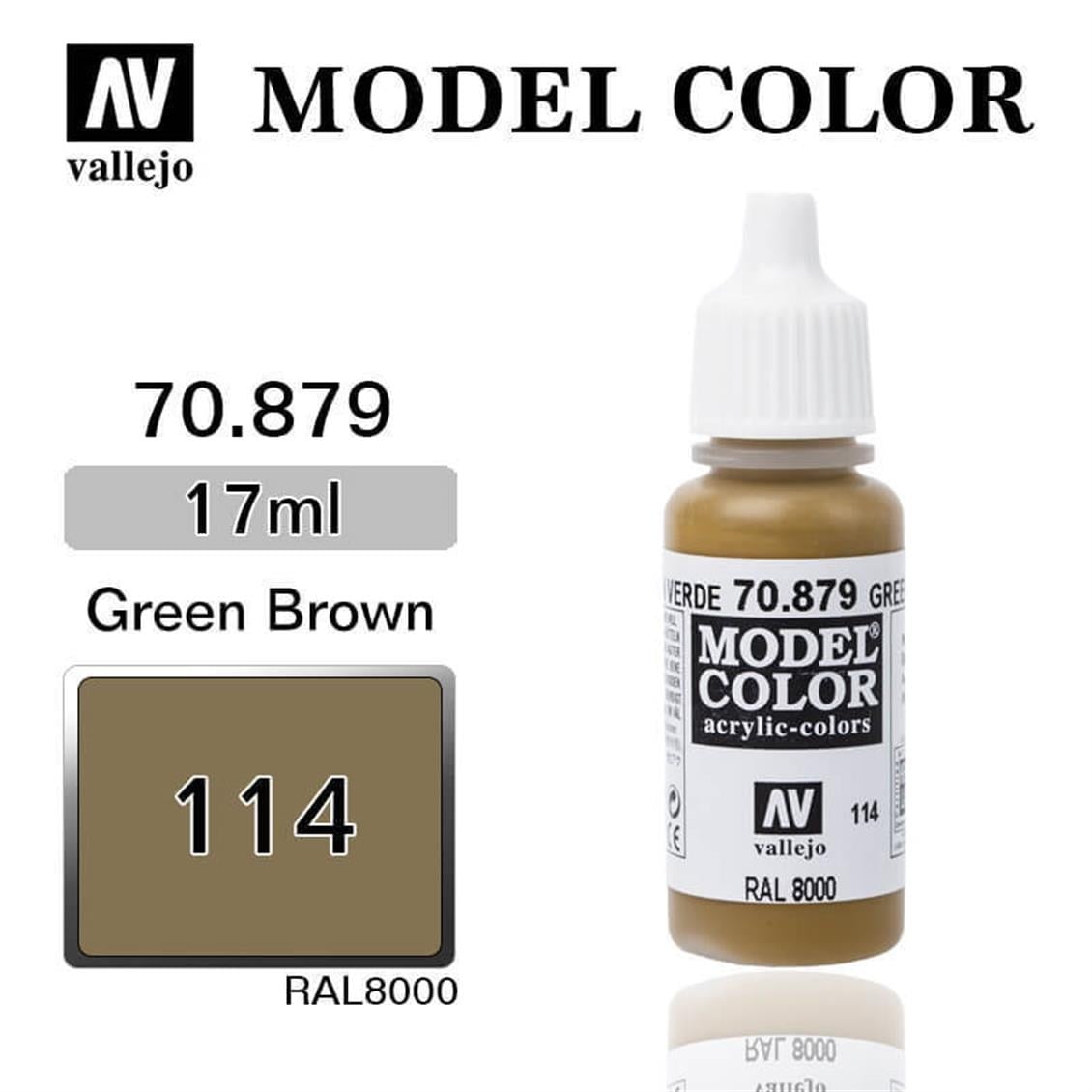 Vallejo 70879 18 ml. (114) Green Brown-Matt, Model Color Serisi Model Boyası