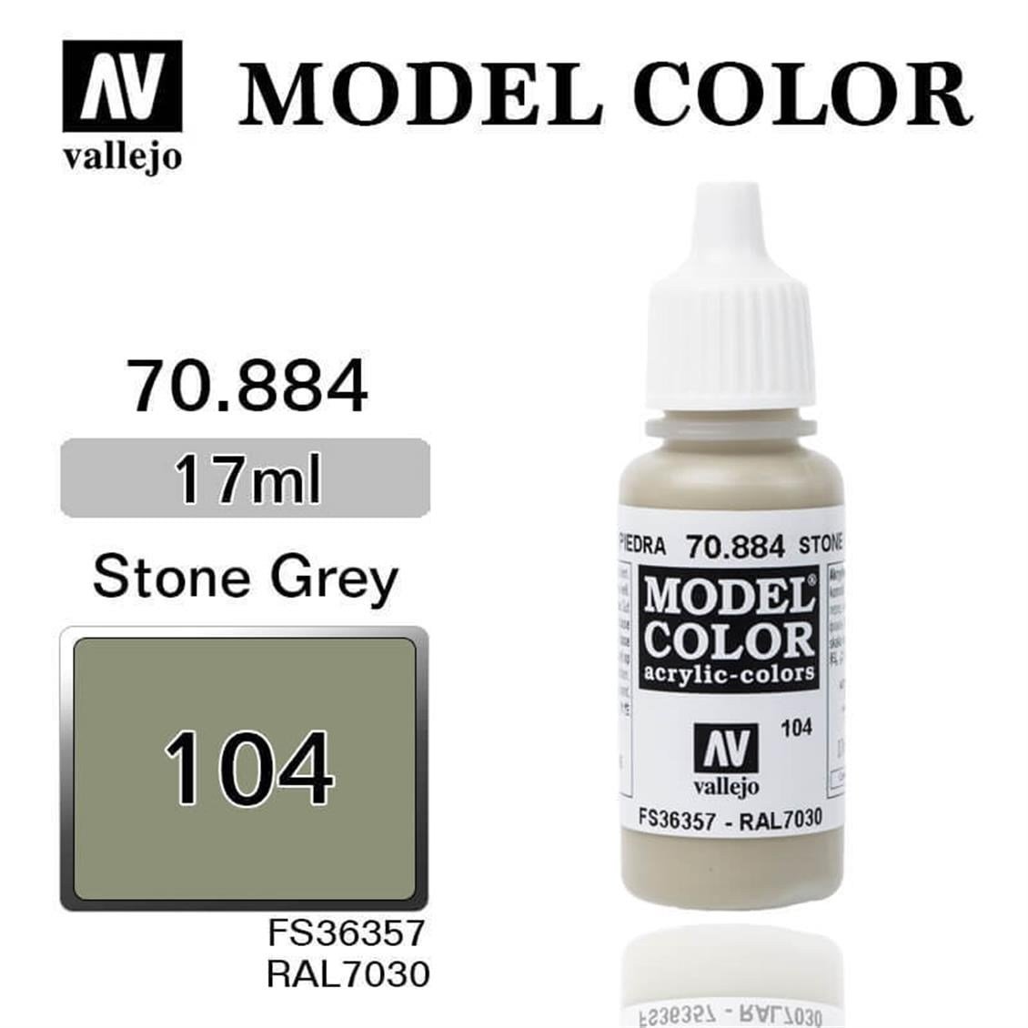 Vallejo 70884 18 ml. (104) Stone Grey-Matt, Model Color Serisi Model Boyası
