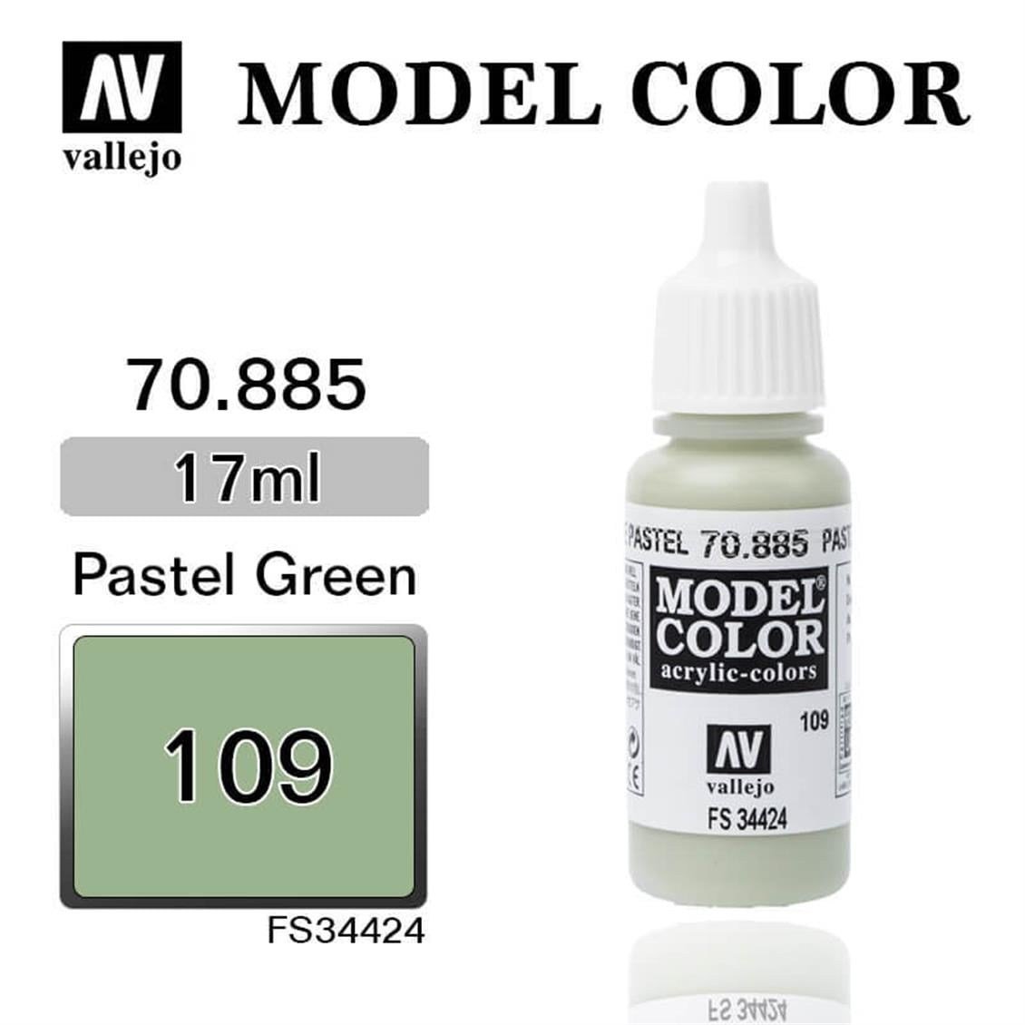 Vallejo 70885 18 ml. (109) Pastel Green-Matt, Model Color Serisi Model Boyası