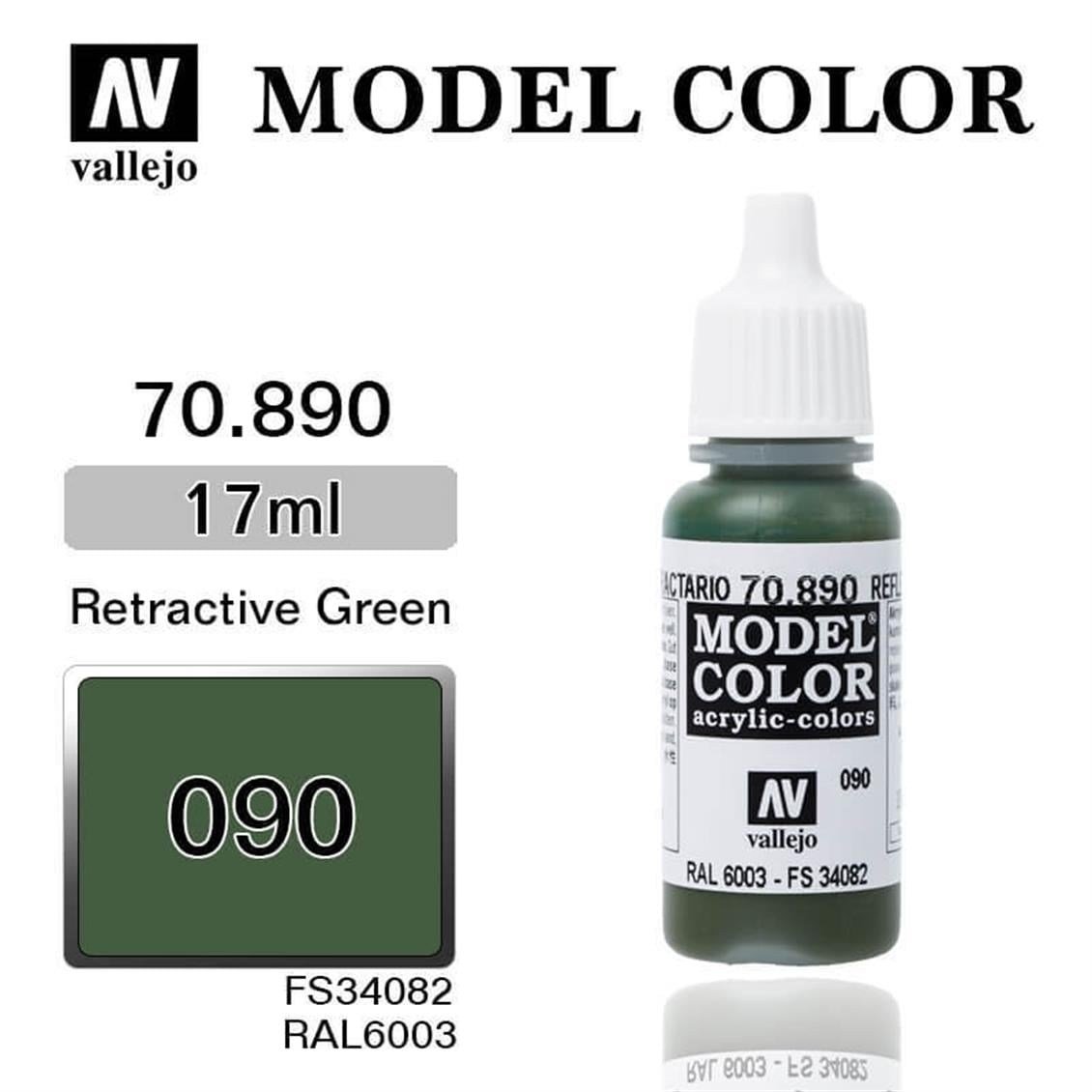 Vallejo 70890 18 ml. (90) Retractive Green-Matt, Model Color Serisi Model Boyası
