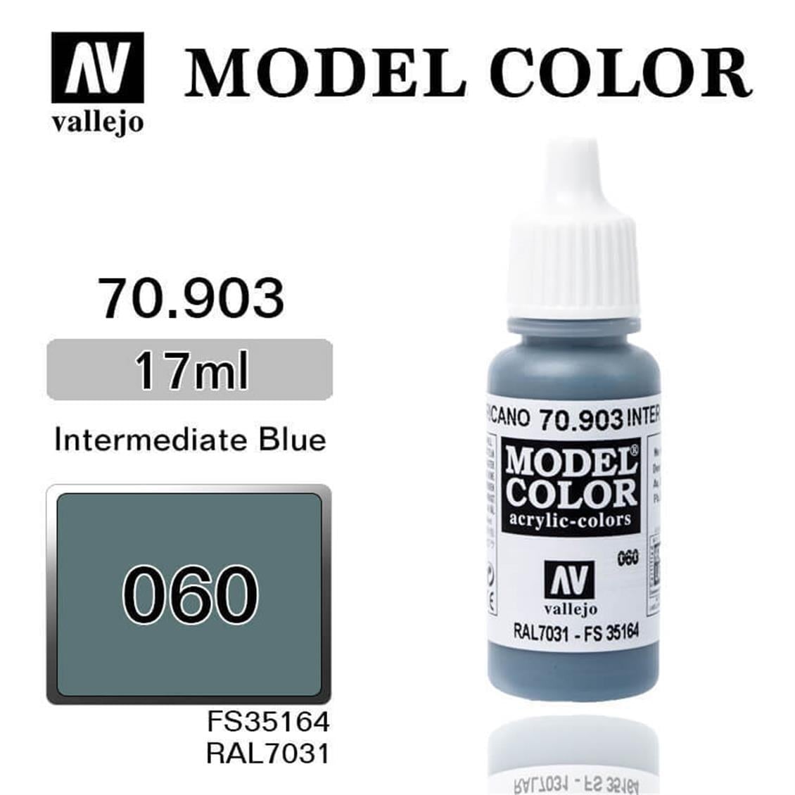 Vallejo 70903 18 ml. (60) Intermediate Blue-Matt, Model Color Serisi Model Boyası